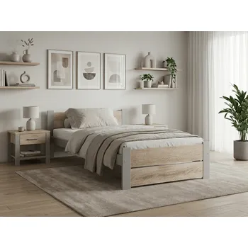 Postel IKAROS DOUBLE 90 x 200 cm, dub sonoma/šedá Rošt: S laťkovým roštem, Matrace: Matrace Sommera 18 cm