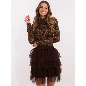 Dámská sukně Elegantní mini sukně z tylu v tmavě hnědé barvě TW-SD-