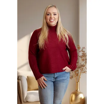 Dámský svetr Z STUDIO Krátký svetr ONLY [ZS6026] Barva: Vínová, Velikost: UNI: M-XL