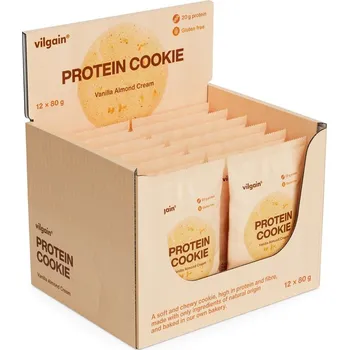 Vilgain Protein Cookie – 12× Vanilkový krém s mandlemi 80 g