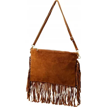 Kabelka Dámská kabelka přes rameno s třásněmi z přírodní kůže, taška na rameno Luka