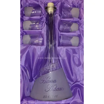 Svatební dekorace Pískovaná velká svatební sada 6 + 1 - Děkujeme B