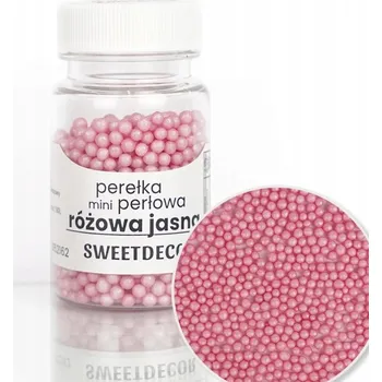 Jedlá dekorace na dort Cukrový posyp PEREŁKI MINI PERLOVÉ SVĚTLE RŮŽOVÉ Sweet Decor, 40 g