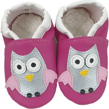 Dívčí bačkory Papuče Zateplené papučky sovy, velikost 23