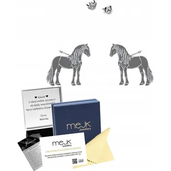 Náušnice Stříbrné Náušnice Koń Fryzyjski 925 Dárek šperky pro ženu, věnování