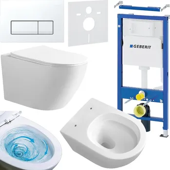 Klozet BPS-koupelny Podomítkový modul Geberit DuoFix s WC mísou MU-WH-TR-03 + ovládací tlačítko Delta 50 bílá