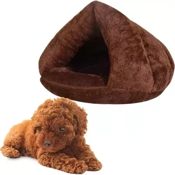 Pelíšek pro psa TopTechnology Trojúhelníkový pelíšek pro kočky a psy - teplý a silný, vel. M, 40×40×30cm (tmavá káva)