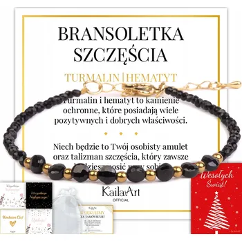 Náramek ČERNÝ TURMALÍN NÁRAMEK PŘÍRODNÍ KÁMEN HEMATIT DÁMSKÝ KailaArt