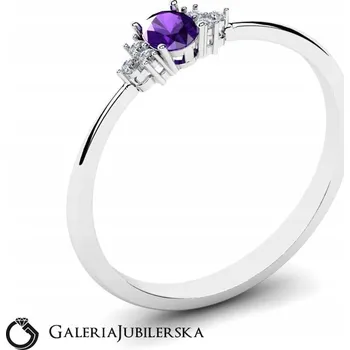 Prsten Prstýnek Z BÍLÉHO ZLATA AMETYST S BRILIANTY