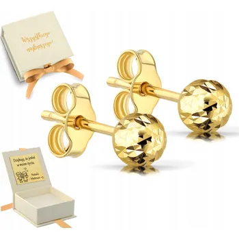 Náušnice NÁUŠNICE ZLATÉ KULIČKY DIAMANTOVANÉ 7 MM STŘÍBRO 925