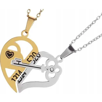 Náhrdelník Náhrdelníky 2v1 pro přátele, páry a zamilované - Láska, srdce a klíč, 2 kusy
