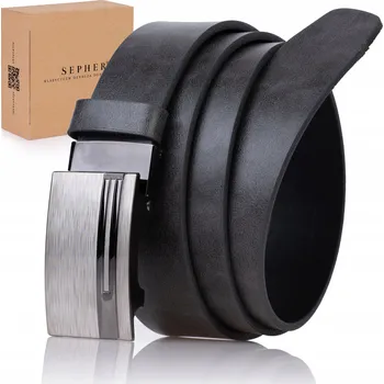 Opasek Kožený opasek pánský Automatická spona ŠEDÝ do kalhot