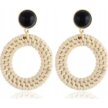 Náušnice Náušnice visací přírodní slámové ratanové dlouhé