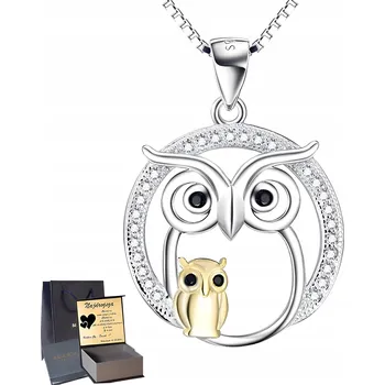 Náhrdelník Stříbro náhrdelník 925 se sovou, dámské stříbrné šperky Gravírování Řetízek Dárek