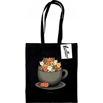 Bavlněná taška na nákupy Tobe Fonseca Kitten Latte Černá přes rameno