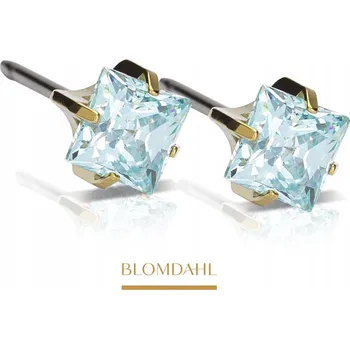 Náušnice BLOMDAHL NÁUŠNICE HYPOALERGENNÍ Tiffany Edge Aquamarine 5 mm