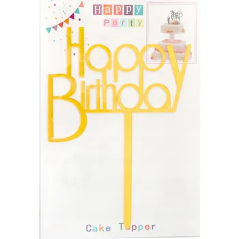 Dortová svíčka Zápich zápich do dortu toper na dort na narozeniny happy birthday zlatý 15x10 cm
