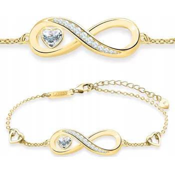 Náramek Zlatý náramek Nekonečno 585 Bílé srdíčko Zirkony STŘÍBRO 925