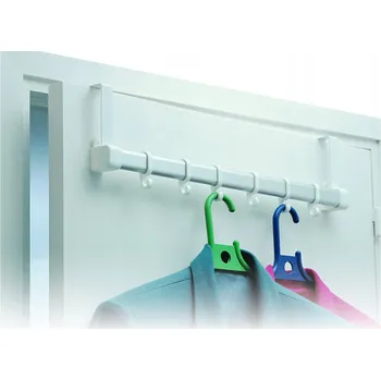 Věšák Věšák na dveře kovový bílý 5 háčků RAYEN K2