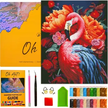 Obraz Diamantová výšivka Mozaika Obraz s rámem 40x50 Plameňák Diamond Painting Oh Art!