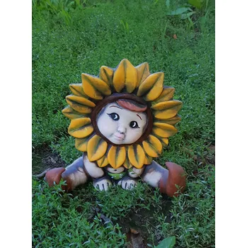 Zahradní dekorace Slunečnice miminko sedící - ručně malovaná keramika