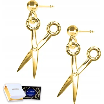 Náušnice Zlaté Náušnice Nůžky pro kadeřnici Kadeřník Tužka Nůžky 925