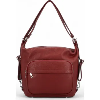 Kabelka Módní dámský kožený kabelko-batoh Delami Aimy, tmavě červený