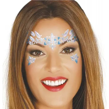Karnevalový doplněk 3D Samolepky na obličej křišťály Ledová princezna