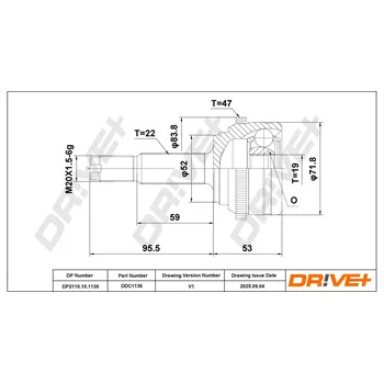 Hřídel nápravy Sada kloubu hnacího hřídele DRIVE+ DP2110.10.1136