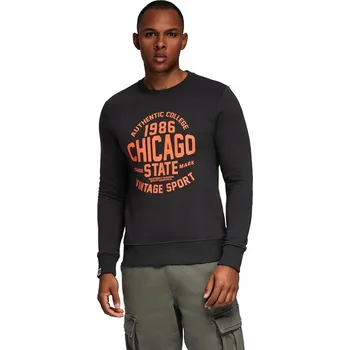 Pánská mikina Pánská mikina přes hlavu s potiskem ve stylu univerzitní ligy, tmavě hnědá V2 OM-SSPS-0154 XL