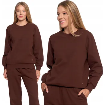 Dámská mikina Dámská MIKINA MORAJ BEZ KAPUCE kapuce, hnědá, pohodlná, módní, XXL