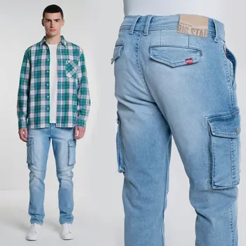 Pánské džíny BIG STAR PÁNSKÉ CARGO DŽÍNY SVĚTLE MODRÉ IAN 217 W32 L30