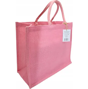 Jutová taška kabelka na nákupy EKO pastelově růžová velká 40,5x18x32,5 cm
