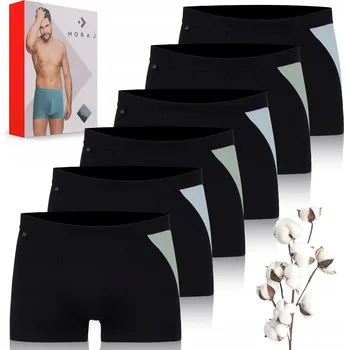 Boxerky Pánské boxerky černé s kontrastním pasem bavlněné 6 kusů *XL