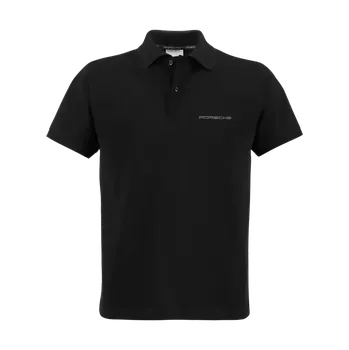PORSCHE Polo Shirt Essential Polokošile Tričko s límečkem a knoflíky s logem černé (Stylové pánské polo tričko.)
