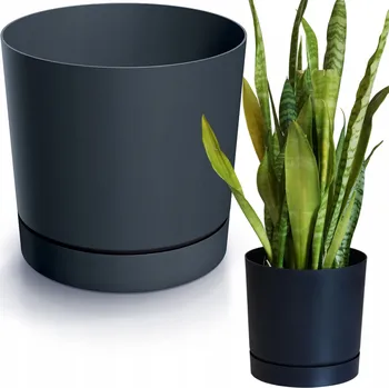 Květináč Květináč plast šedý DIKEL 23,9 cm x 23,9 x 23,1 cm