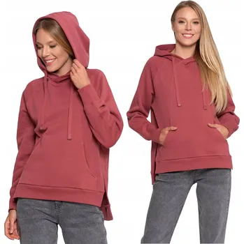 Dámská mikina VOLNÁ MIKINA S KAPUCÍ S KAPUCÍ, TEPLÁ, KLASICKÁ MORAJ L