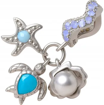 Přívěsek Přívěsky na náramky Letní motivy stříbro 925 želva perla tyrkys