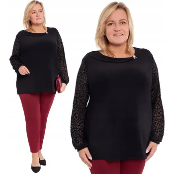 Dámská halenka Černá halenka s ozdobnými rukávy 56/58