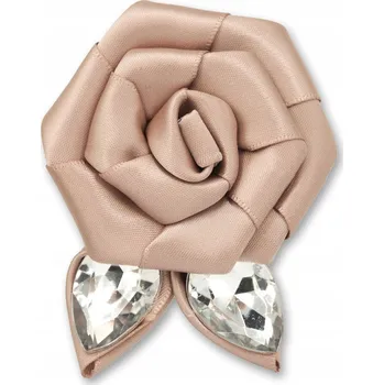 Brož Brož růže s kamínky 5 cm tmavě béžová KDO-10