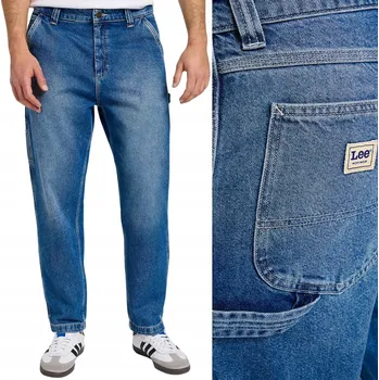 Podprsenka Lee CARPENTER Středně Tmavé Pracovní Volné Jeansy Bez Streče W34 L32