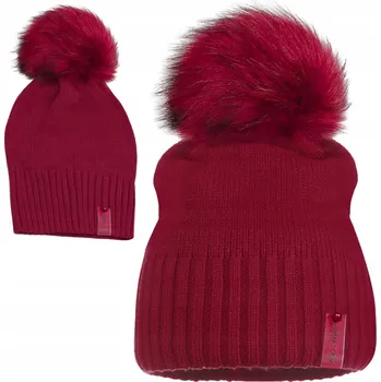 Čepice BORDÓ Dámská Čepice s Bambulí Podzimní Zimní TEPLÁ ČESKÁ MAJKA