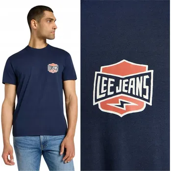 Lee RELAXED TEE volné námořnické modré bavlněné tričko tričko s logem M