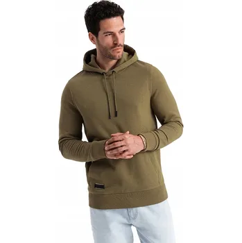 Pánská mikina Pánská mikina bavlněná s kapucí BASIC olivová V2 OM-SSBN-0161 XXL
