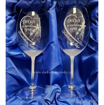 Svatební dekorace Svatební skleničky na víno 560ml - Děkuji za výchovu syna