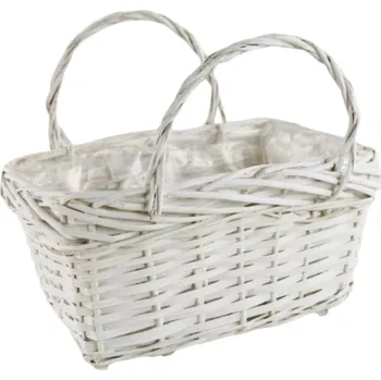 Proutěný koš bílý s uchem, balení 2 ks