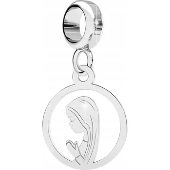 Přívěsek Charms Stříbrný 925 Marie Matka Boží Fatima Kulatá Plechovka Víra Náboženství