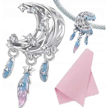 Přívěsek Stříbrný přívěsek Charms LAPAČ SNŮ Księżyc Pírko STŘÍBRO ryzosti s925