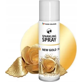 Barva ve spreji Id_5460 BARVA VE VE SPREJI 250 ml ZLATÁ BARVA VE SPREJI NA DEKORACE NA DORT POTRAVINÁŘSKÁ