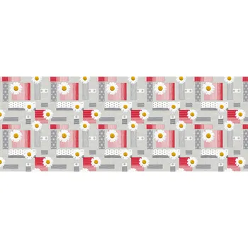 ubrus Sanem Plastik 1545 PVC ubrus Florista (květy kopretin) -- ks -- 120x140 cm Barva: červená, rozměr: 120 cm x 140 cm